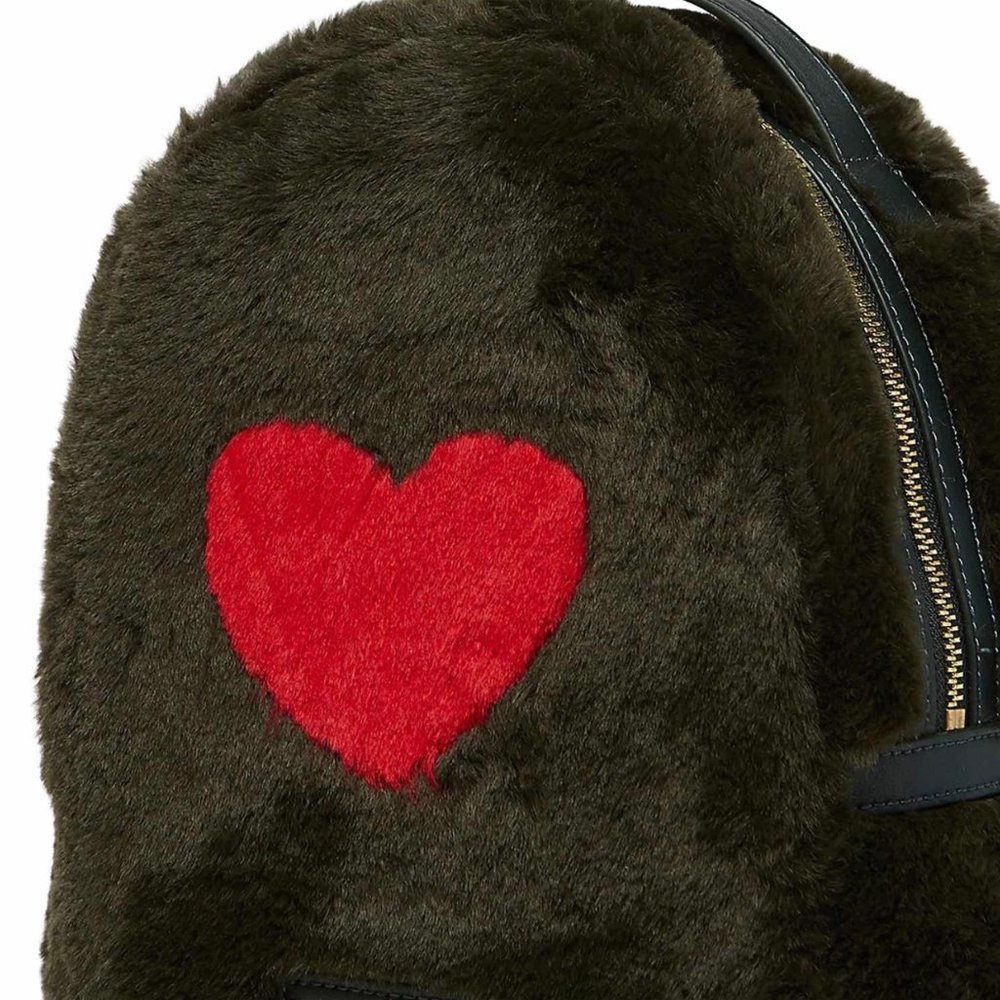 LOVE Moschino Faux Fur Backpack Verde Green - Picture 3 of 5